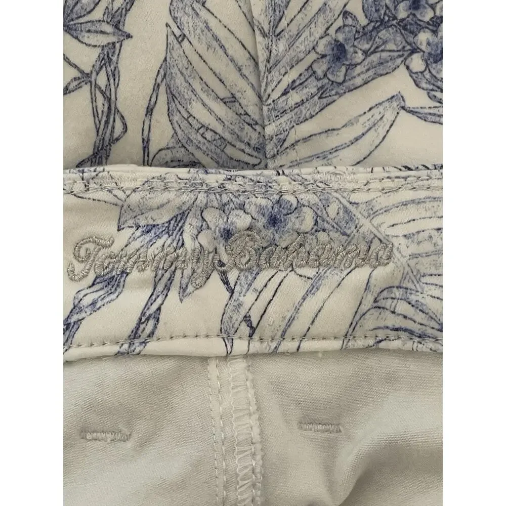 Tommy Bahama Pants 14X28 Boracay Beach White High Rise Ankle Tropical Print‎